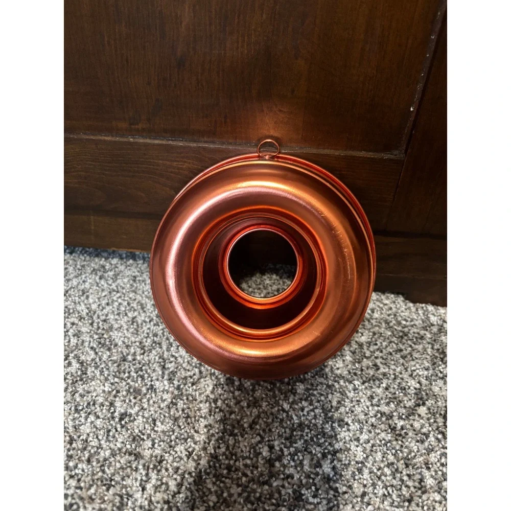 Vintage Copper Colored Aluminum Ring Mold 6.5 Inch Round Fluted Cake Jello Pan